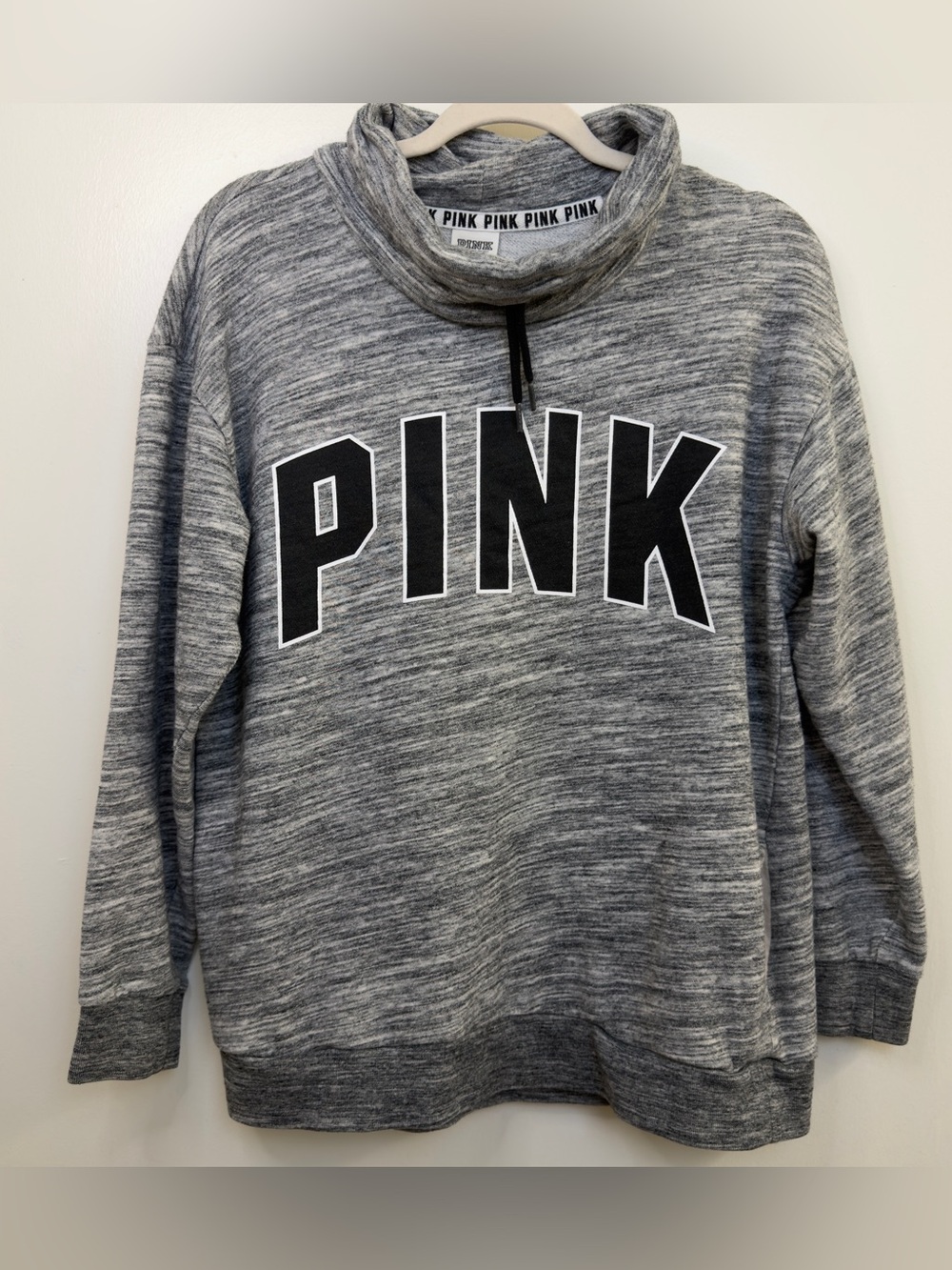Victoria's Secret PINK Women’s Gray Marled Cowl Neck Sweatshirt Size Small